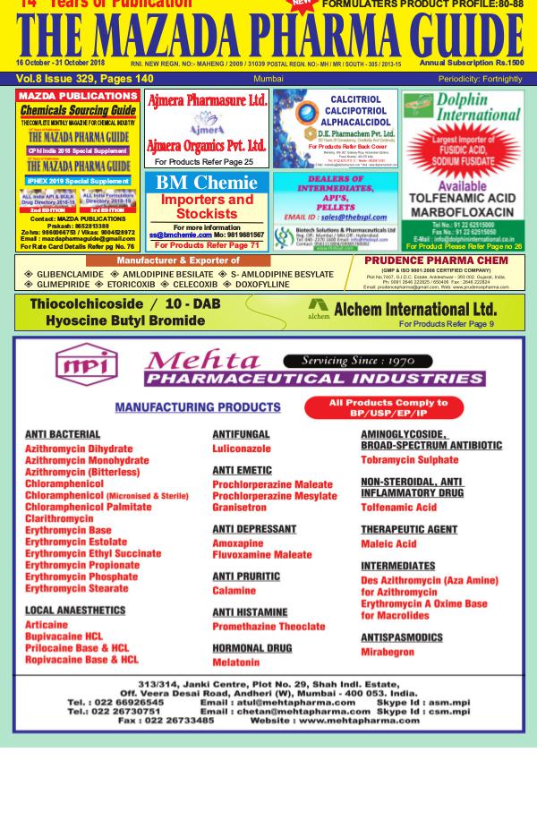 The Mazada Pharma Guide 16th to 31st October 2018