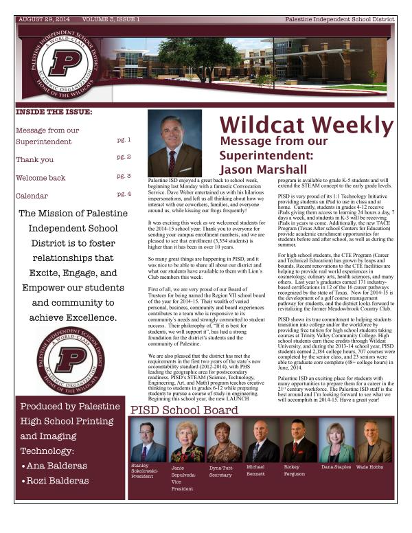 Wildcat Weekly Wildcat Weekly: Volume 03 Issues 01-35 (2014-2015)