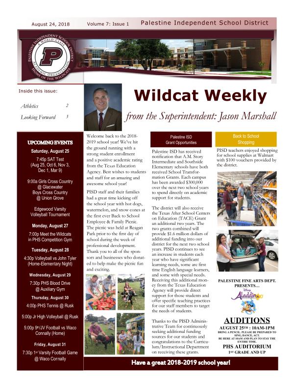 Wildcat Weekly Wildcat Weekly: Volume 07 Issues 01-22 (2018-2019)