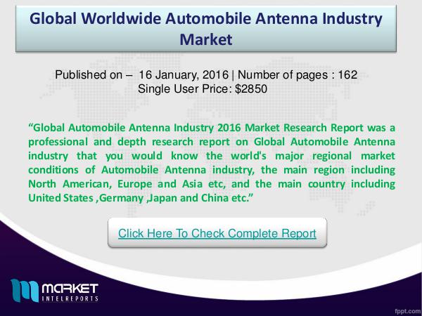 Global Automobile Antenna Market Global Automobile Antenna Market Research Report