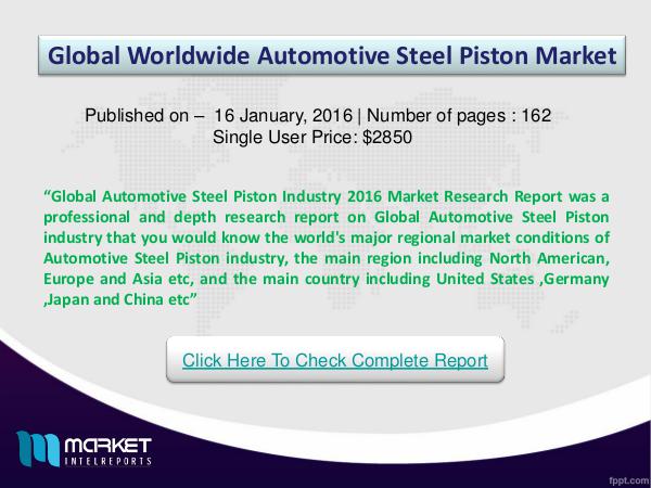 Key Factors for Global Automotive Steel Piston Automotive Steel Piston new project SWOT analysis