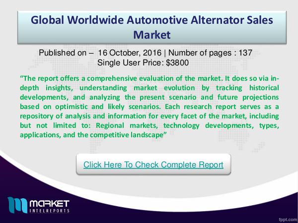 Global Automotive Alternator Automotive Alternator
