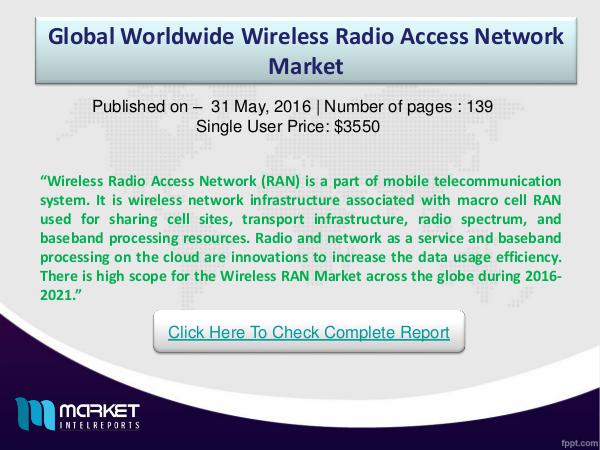 Wireless RAN Market: Germany is the major country for cloud radio acc Wireless RAN Market: Germany is the major country