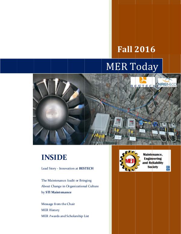 MER Today Fall 2016 Edition Maintenance, Engineering and Reliability Society