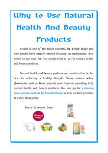 Why to Use Natural Health And Beauty Products?