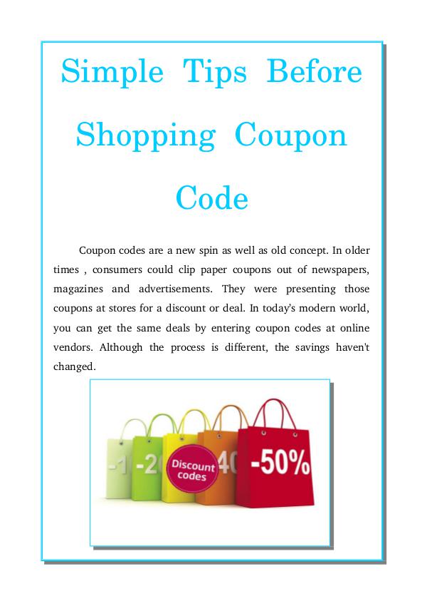 Simple tips before shopping coupon code Simple tips before shopping coupon code