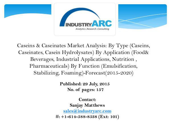 Caseins and Caseinates Market: dominated by North America even in the Caseins and Caseinates Market