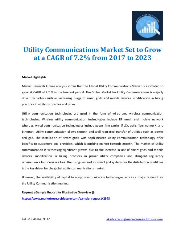 Market Research Future - Premium Research Reports Utility Communications Market 2017-2023