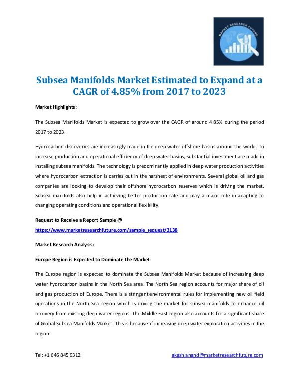 Subsea Manifolds Market 2017-2023