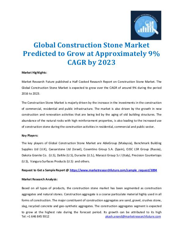 Market Research Future - Premium Research Reports Construction Stone Market 2016-2023