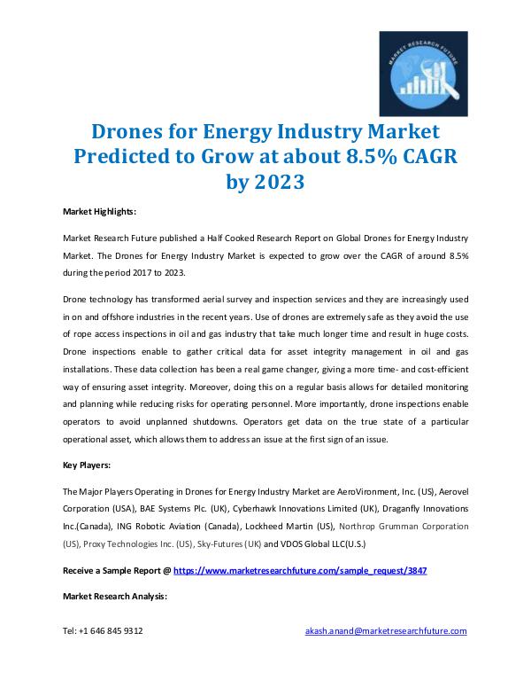 Market Research Future - Premium Research Reports Drones for Energy Industry Market 2017-2023