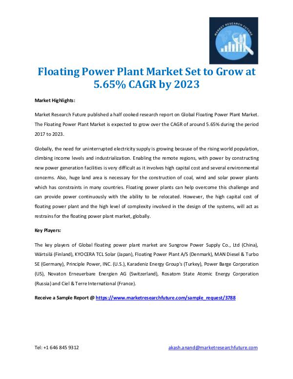 Market Research Future - Premium Research Reports Floating Power Plant Market 2017-2023