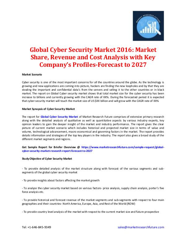 Global Cyber Security Market 2016-2027: Market Share Global Cyber Security Market 2016-2027