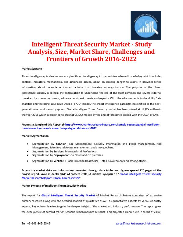 Intelligent Threat Security Market - Analysis & Forecast 2016-2022 Global Intelligent Threat Security Market-2022