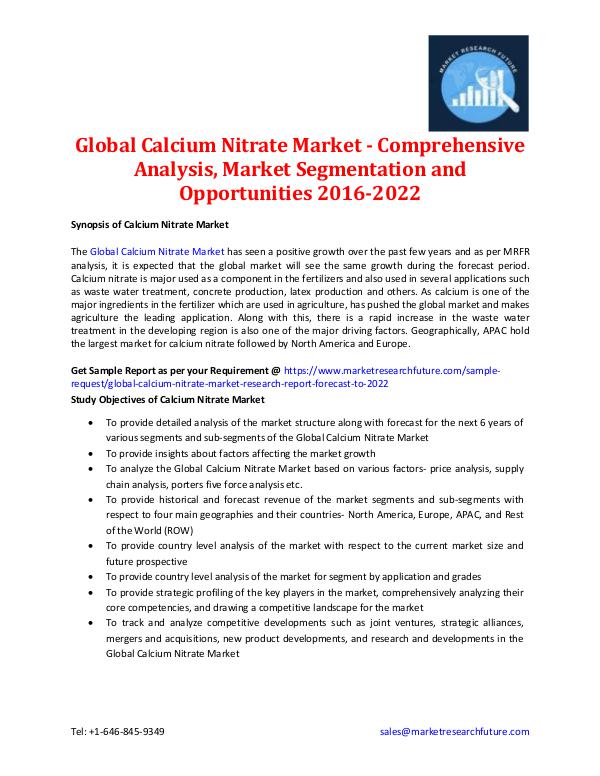 Global Calcium Nitrate Market Information 2016-202