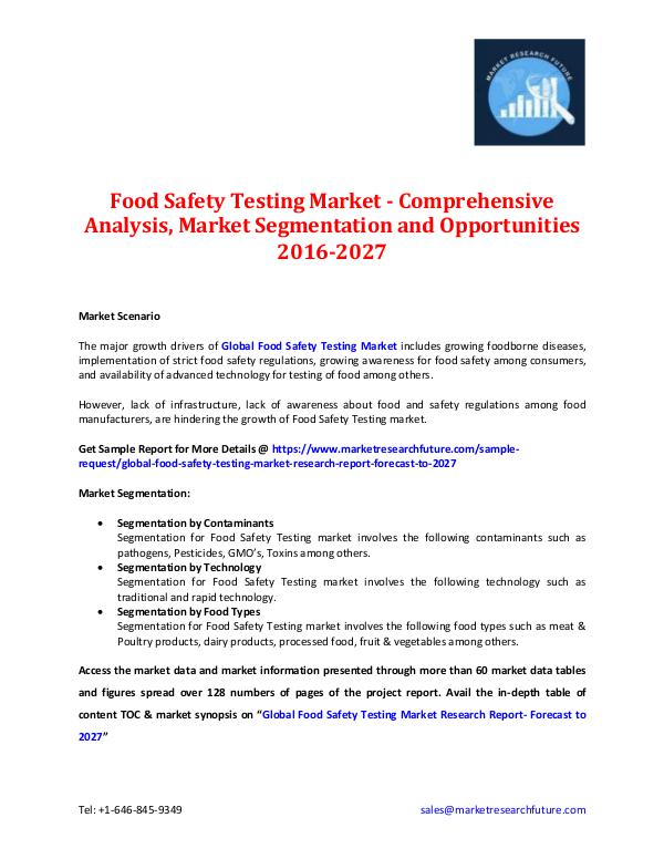 Food Safety Testing Market Analysis- 2027