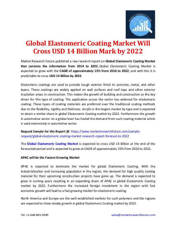 Global Elastomeric Coating Market Outlook-2022