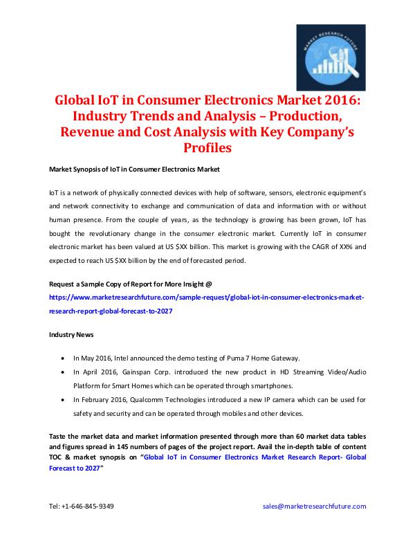 Global IoT in Consumer Electronics Market 2016