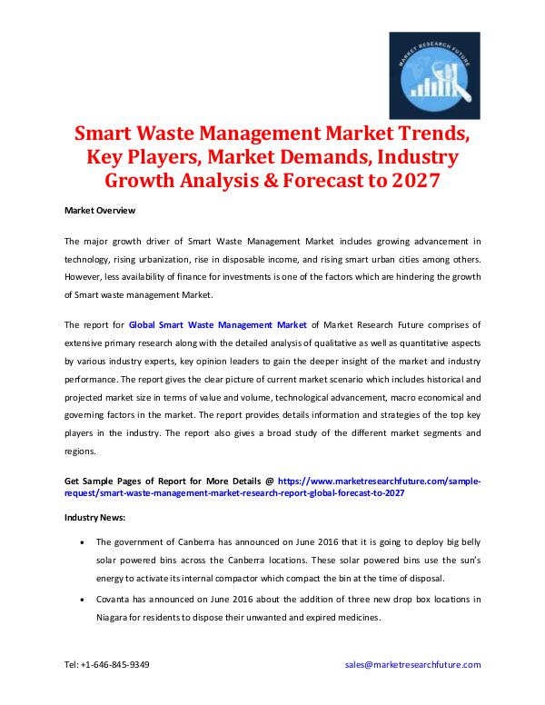 Market Research Future - Premium Research Reports Smart Waste Management Market 2027