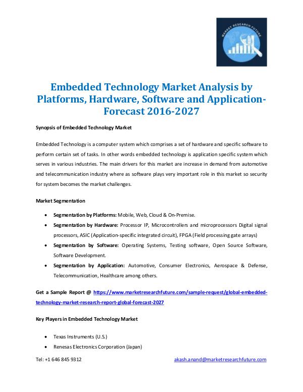 Embedded Technology Market Analysis - 2027