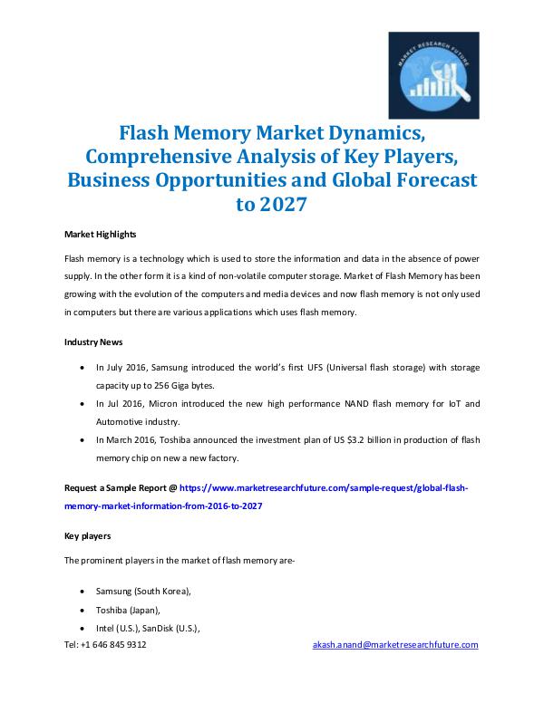 Flash Memory Market Outlook 2016-2027