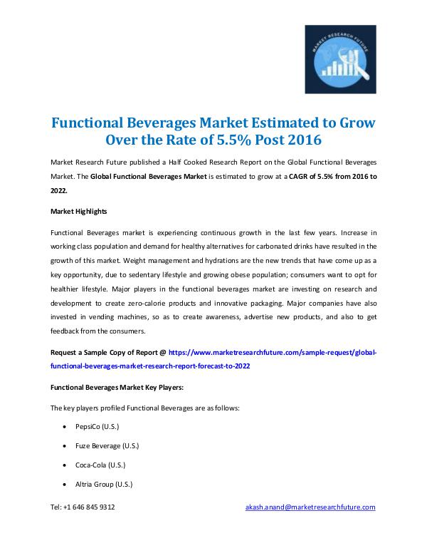 Market Research Future - Premium Research Reports Functional Beverages Market 2016-2022