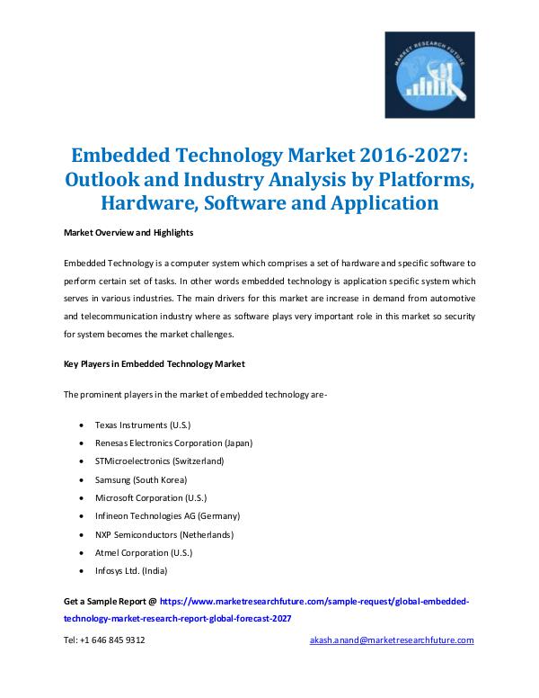 Market Research Future - Premium Research Reports Embedded Technology Market Report 2027