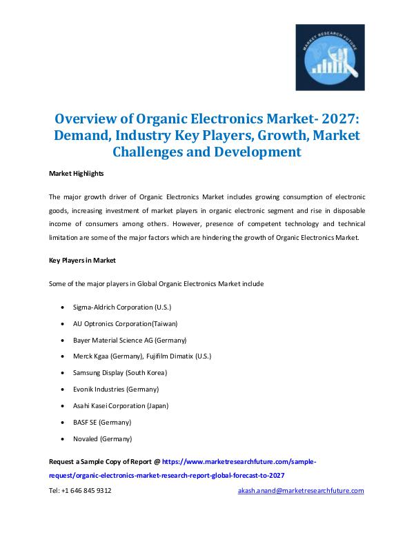 Market Research Future - Premium Research Reports Organic Electronics Market Report 2027
