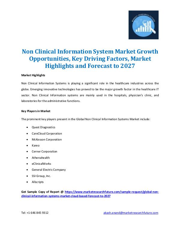 Market Research Future - Premium Research Reports Non Clinical Information System Market Report-2027