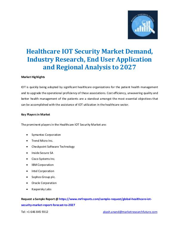 Market Research Future - Premium Research Reports Healthcare IOT Security Market Report 2027