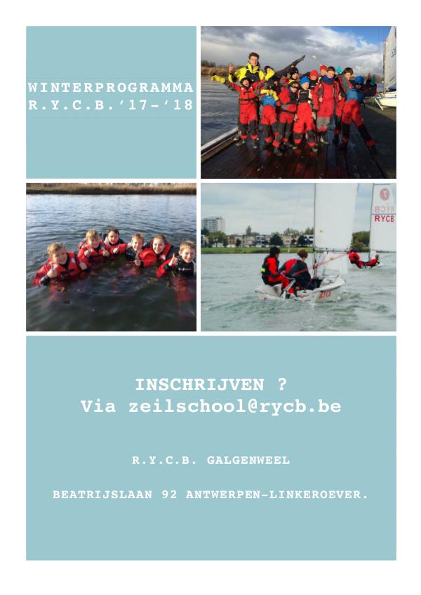 Brochures R.Y.C.B. zeilschool & Training - 2018 Wintertraining 2017 - 2018