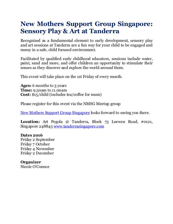 New Mothers Support Group Singapore: Sensory Play & Art at Tanderra Sensory Play & Art at Tanderra