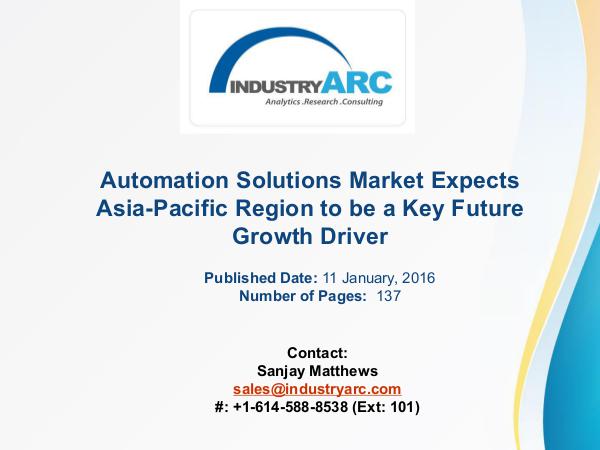 Automation Solutions Market Boosted by Rising Asia-Pacific Demand for Automation Solutions Market Boosted by Rising Asia