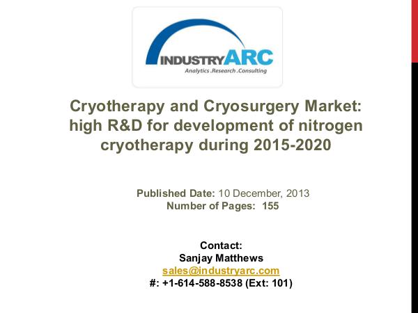 Cryotherapy and Cryosurgery Market Analysis | IndustryARC Cryotherapy and Cryosurgery Market Analysis | Indu