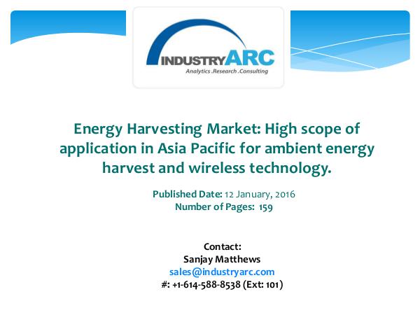 Energy Harvesting System Industry: high demand for energy harvesting Energy Harvesting Market: High scope of applicatio