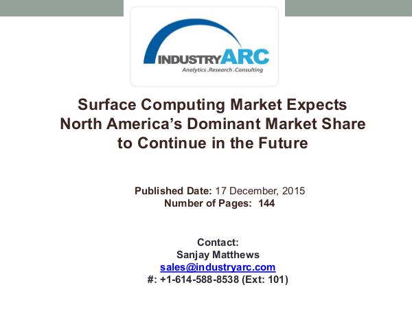 Surface Computing Market Expects North America’s Dominant Market Shar Surface Computing Market Expects North America’s D