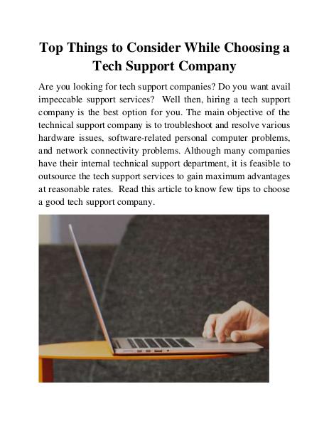 Top Things to Consider While Choosing a Tech Support Company 1
