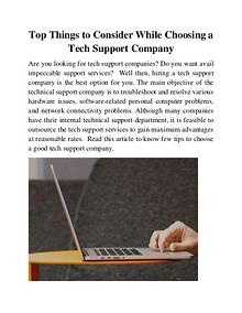 Top Things to Consider While Choosing a Tech Support Company