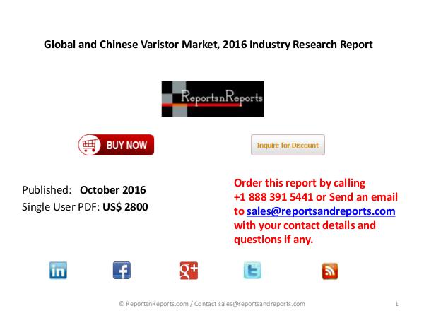 Global and Chinese Varistor Market Supply and Consumption of Product Nov