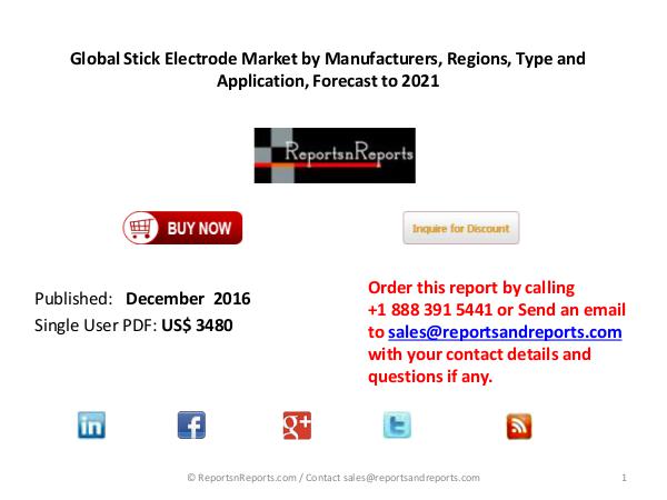 Industry Growth by 2021- Stick Electrode Market Report Industry Report on Stick Electrode Market Analyses