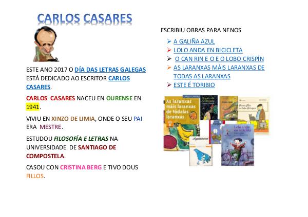CARLOS CASARES LETRAS GALEGAS -FICHA