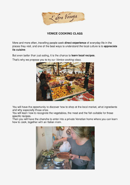 All about Venice Venice cooking class