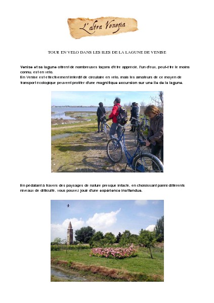 Tour en vélo dans les îles de la lagune de Venise