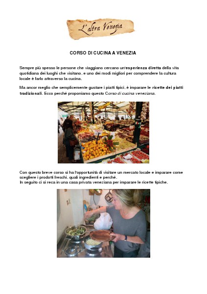 Corso di cucina a Venezia