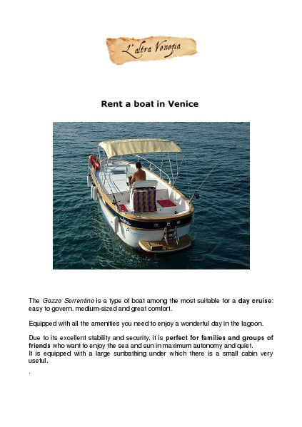All about Venice Rent a boat in Venice