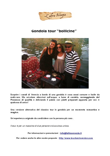 Gondola tour "bollicine"