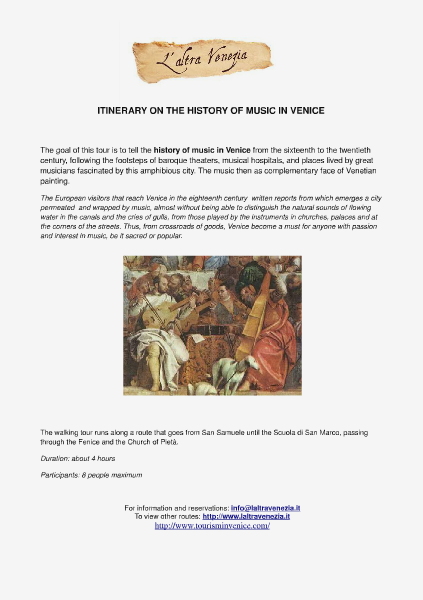 All about Venice Itinerary on the history of music in Venice