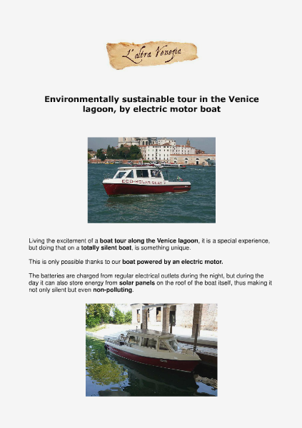 Boat tour in the Venice lagoon by electric motor