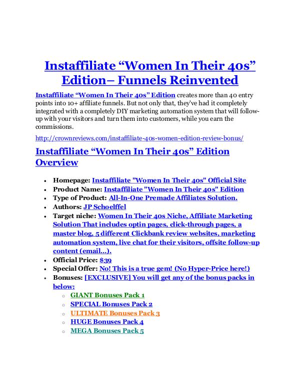 MarketingInstaffiliate 40s Women Edition review and giant bonus with +100 items