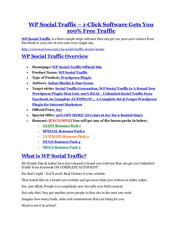 WP Social Traffic review and (MEGA) bonuses